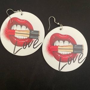 Red love & lipstick earrings